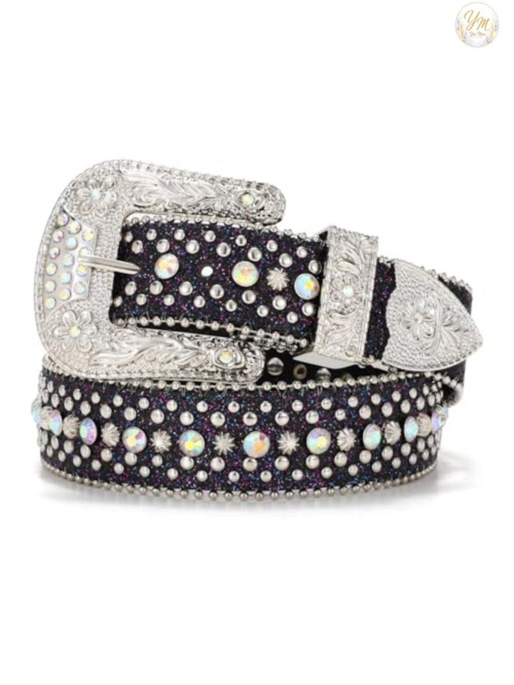 Rhinestone Belt Western Cowboy Bling Leather Sequin Detachable Buckle